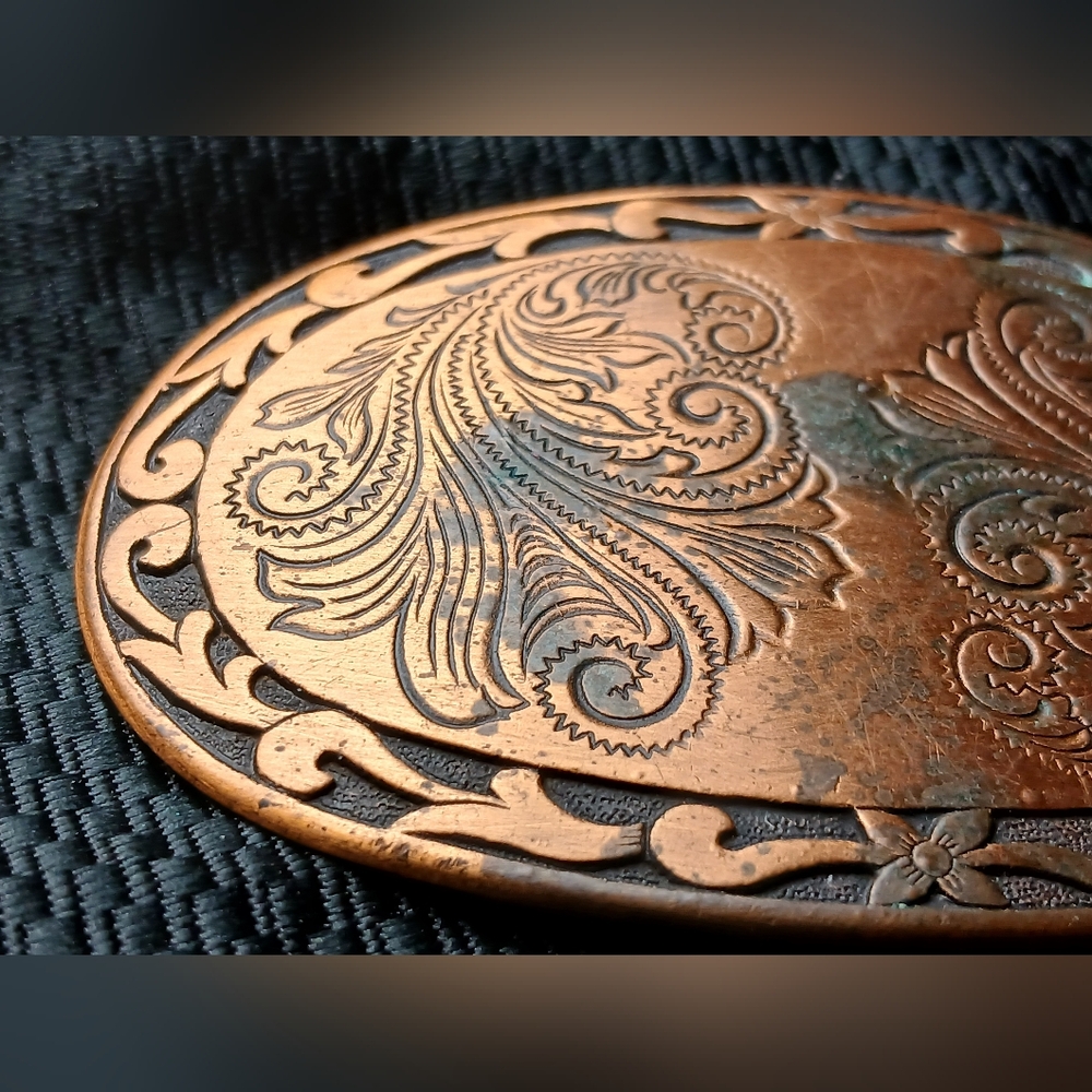 Engraved Copper Belt Buckle - Picture 4 of 10